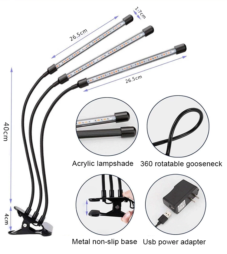 3 Head LED Plant Grow Light