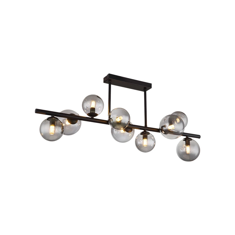 Glass Smoke Metal Brass Matte 38CM Height Pendent Lamp Wtith 9 Heads