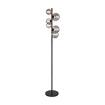 Glass Smoke Metal Black Matte Floor Lamp Wtith 6 Heads