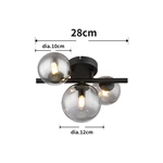 Glass Smoke Metal Black Matte Ceiling Lamp Wtith 3 Heads