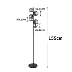 Glass Smoke Metal Black Matte Floor Lamp Wtith 6 Heads