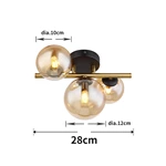 Glass Amber Metal Brass Matte Ceiling Lamp Wtith 3 Heads