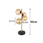 Glass Amber Metal Brass Matte Table Lamp Wtith 4 Heads