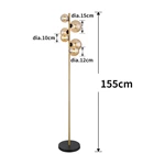 Glass Amber Metal Brass Matte Floor Lamp Wtith 6 Heads