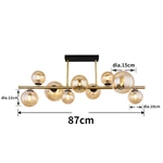 Glass Amber Metal Brass Matte 38CM Height Pendent Lamp Wtith 9 Heads