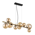 Glass Amber Metal Brass Matte 120CM Height Pendent Lamp Wtith 9 Heads