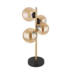 Glass Amber Metal Brass Matte Table Lamp Wtith 4 Heads