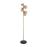 Glass Amber Metal Brass Matte Floor Lamp Wtith 6 Heads