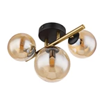 Glass Amber Metal Brass Matte Ceiling Lamp Wtith 3 Heads