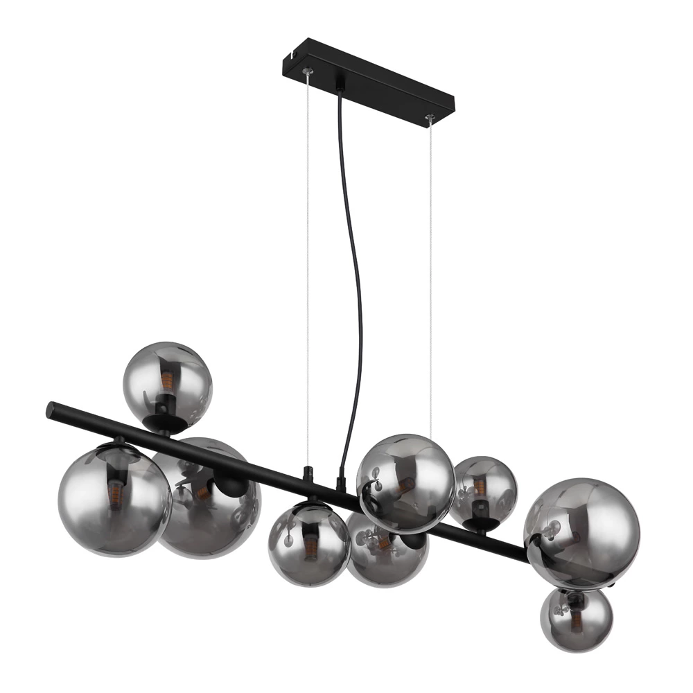 Glass Smoke Metal Brass Matte 120CM Height Pendent Lamp Wtith 9 Heads