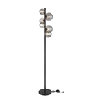 Glass Smoke Metal Black Matte Floor Lamp Wtith 6 Heads