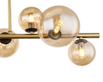 Glass Amber Metal Brass Matte 38CM Height Pendent Lamp Wtith 9 Heads