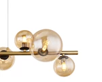 Glass Amber Metal Brass Matte 120CM Height Pendent Lamp Wtith 9 Heads