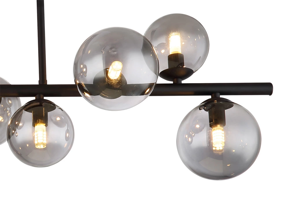 Glass Smoke Metal Brass Matte 38CM Height Pendent Lamp Wtith 9 Heads