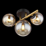 Glass Amber Metal Brass Matte Ceiling Lamp Wtith 3 Heads