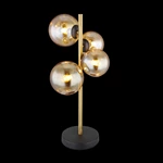Glass Amber Metal Brass Matte Table Lamp Wtith 4 Heads
