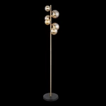 Glass Amber Metal Brass Matte Floor Lamp Wtith 6 Heads