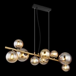 Glass Amber Metal Brass Matte 120CM Height Pendent Lamp Wtith 9 Heads