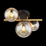 Glass Amber Metal Brass Matte Ceiling Lamp Wtith 3 Heads